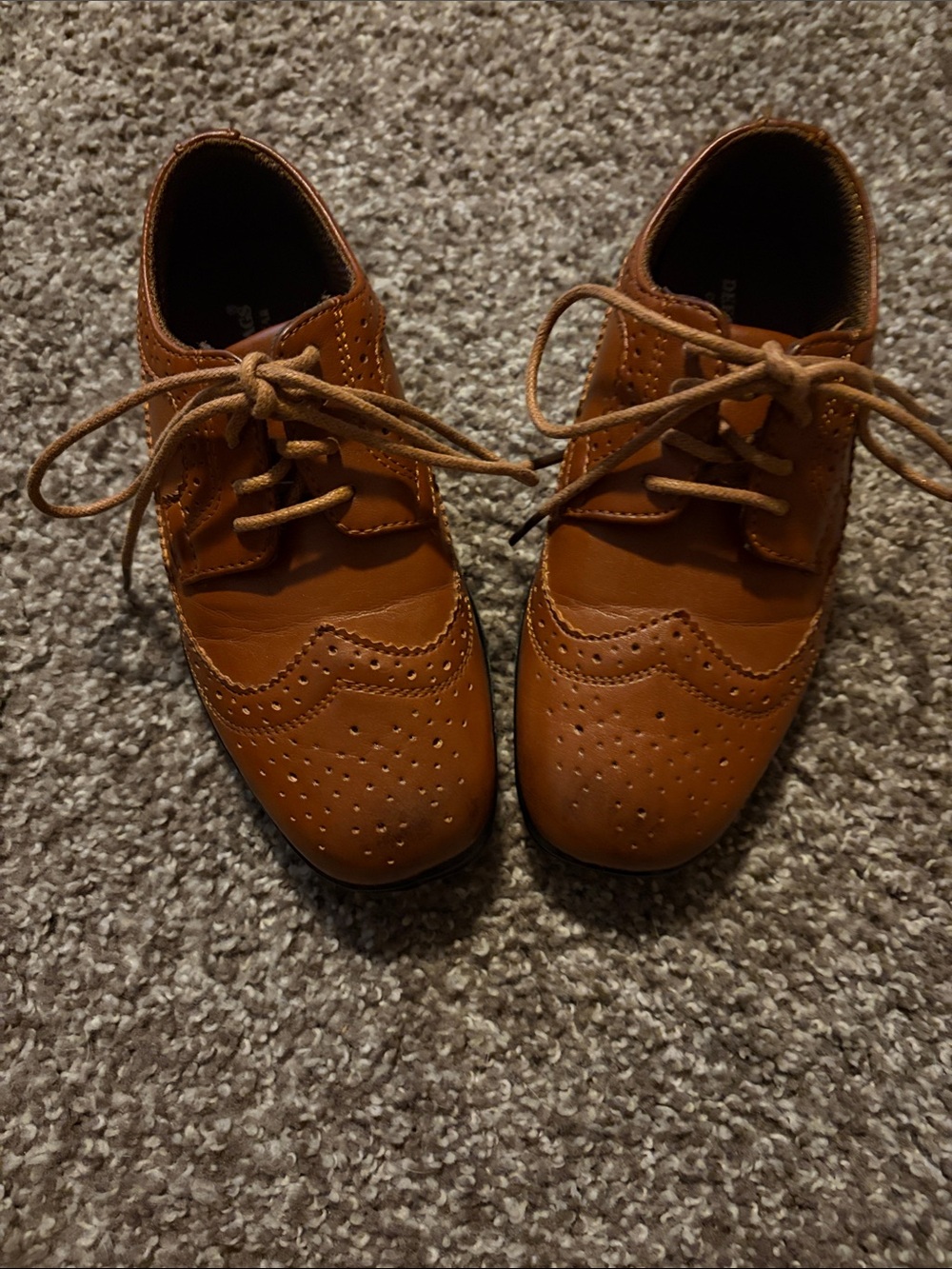 Deer Stags Boys' Tan Wingtip Brogue Dress Shoes